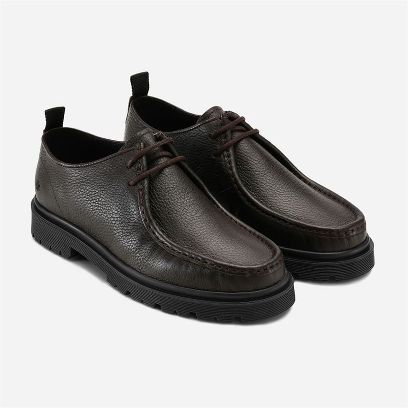 Mens Alain Lace Up Shoes Dark Brown tumbled leather - Image 1