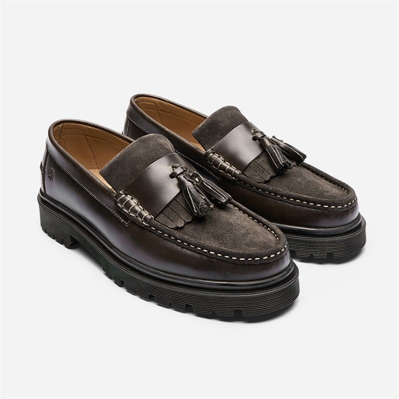 Mens Fresno 2.0 Loafers Dark Grey Leather Suede Combi - Image 1