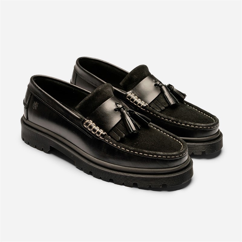 Mens Fresno 2.0 Loafers Black Leather Suede Combi - Image 1