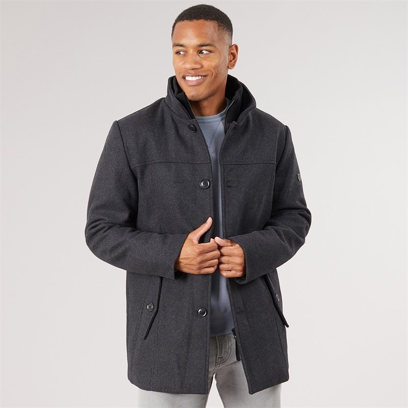 Mens Lunik Coat Charcoal Mix - Image 3