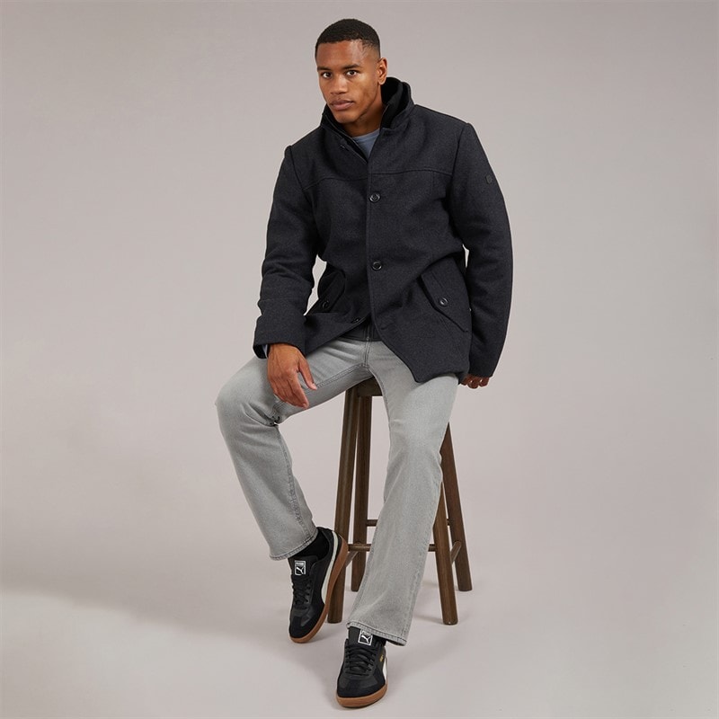 Mens Lunik Coat Charcoal Mix - Image 4