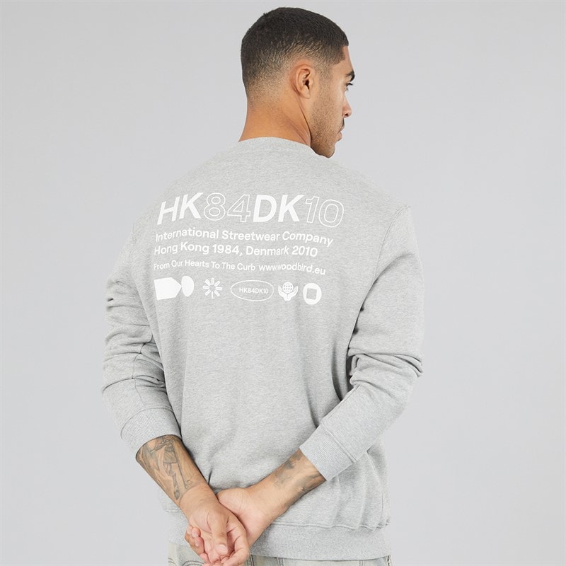 Woodbird Mens Cane HKDK Sweatshirt Grey Melange