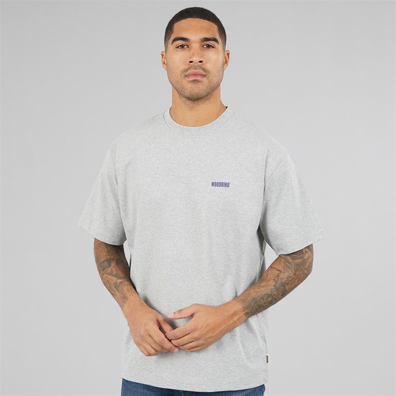 Mens Baine Dude T-Shirt Light Grey Melange - Image 2