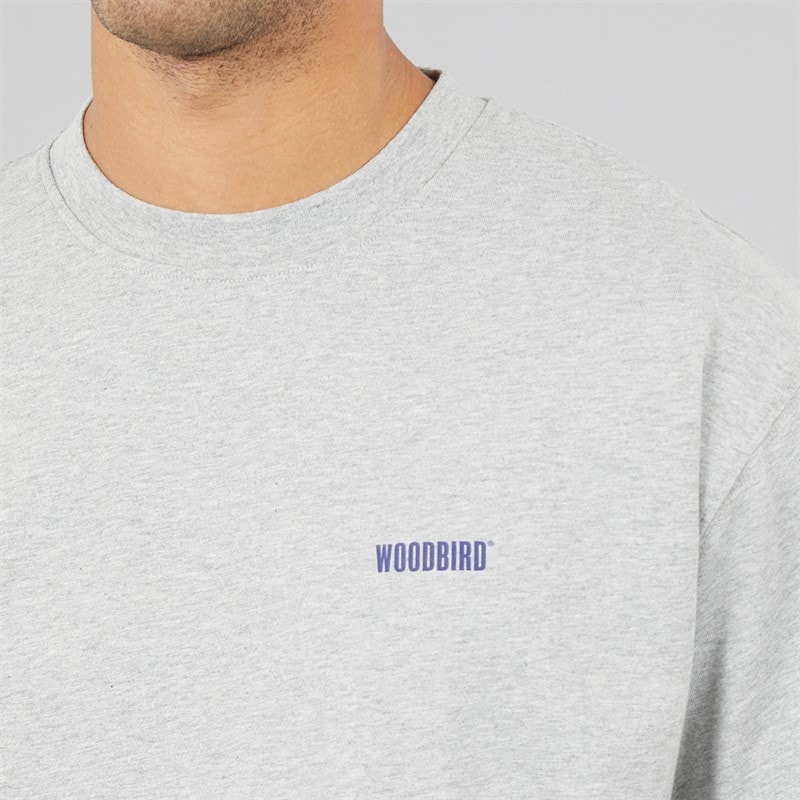 Mens Baine Dude T-Shirt Light Grey Melange - Image 4