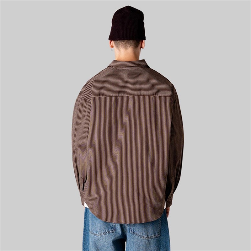 Mens Jong Stripe Shirt Brown - Image 2