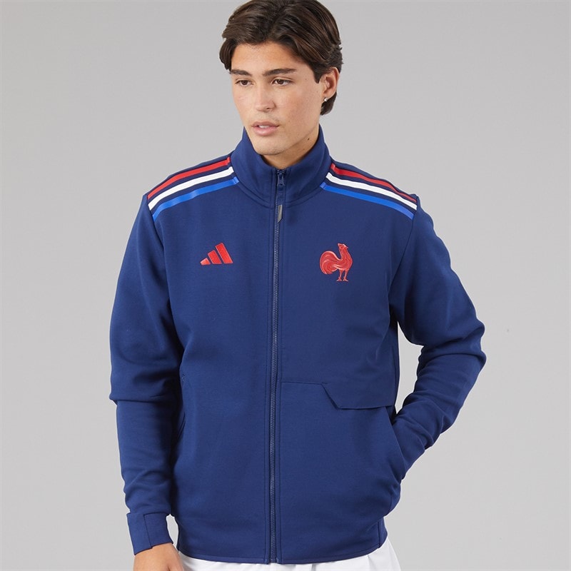 adidas Mens FFR France Rugby Anthem Jacket Dark Blue