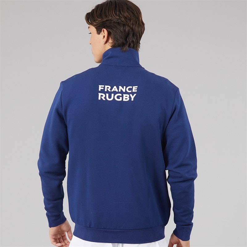 Mens FFR France Rugby Anthem Jacket Dark Blue - Image 2