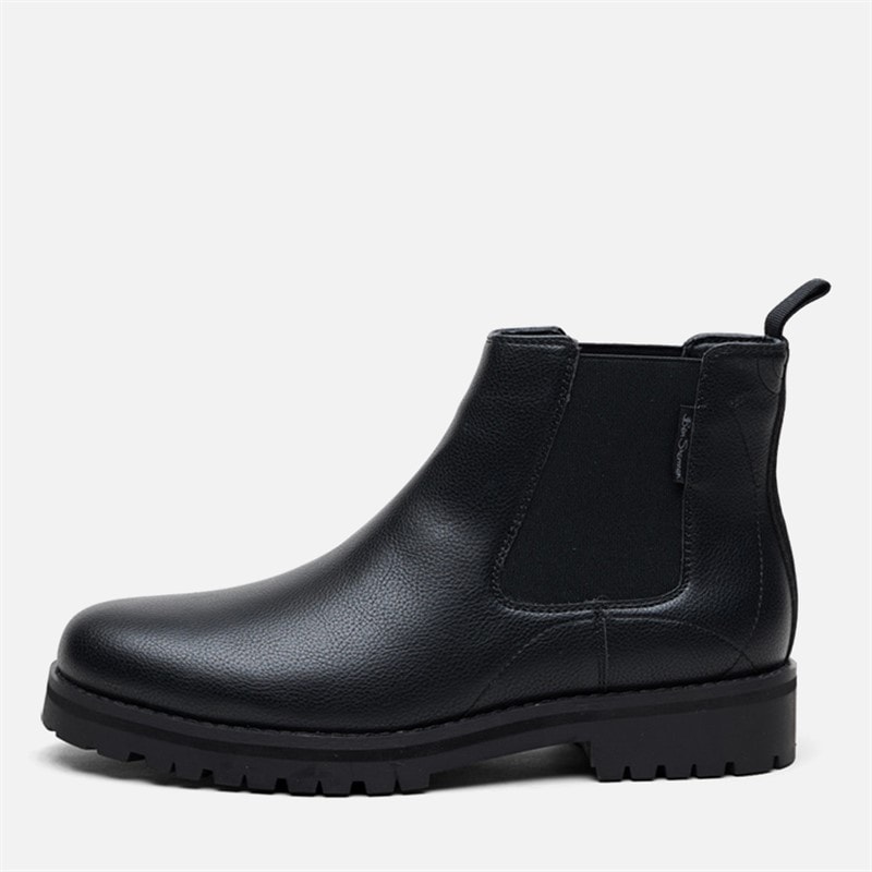 Ben Sherman Mens Chesterley Chelsea Boots Black Grain/Black Sole