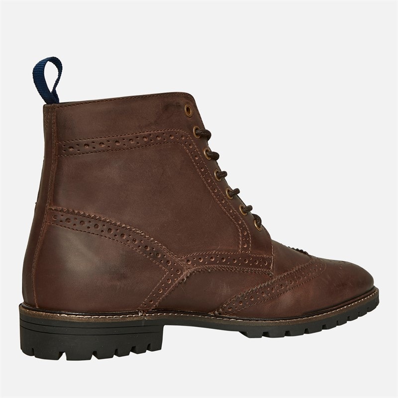 Mens Duke Leather Brogue Boots Waxy Brown - Image 5
