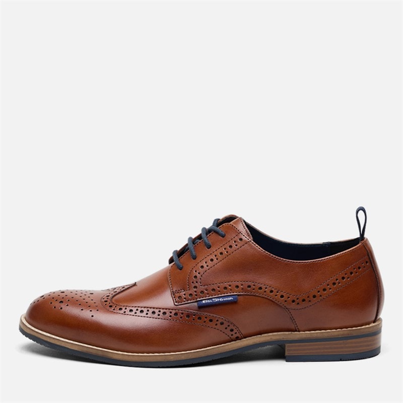 Mens Cavendish Brogue Shoes Tan Leather - Image 1