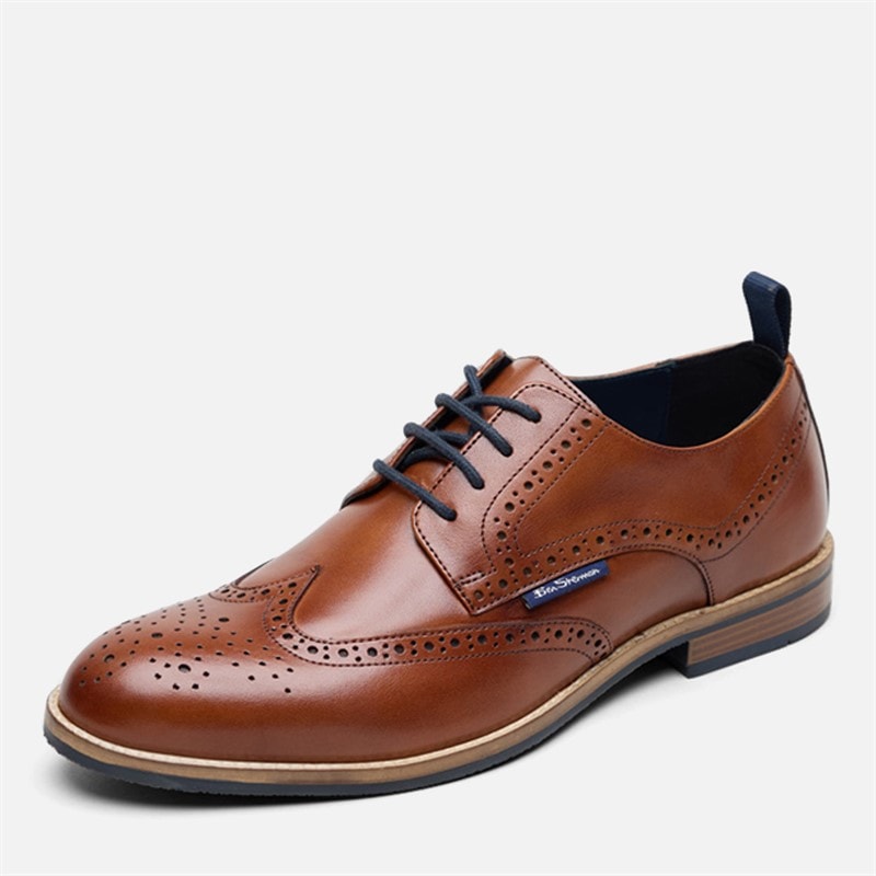 Mens Cavendish Brogue Shoes Tan Leather - Image 2