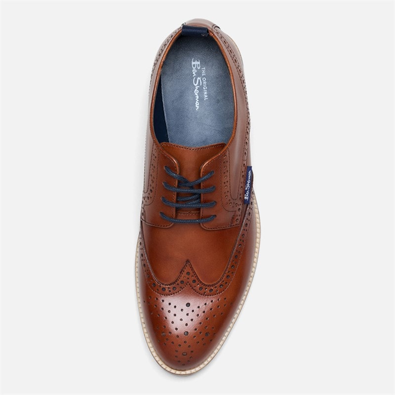 Mens Cavendish Brogue Shoes Tan Leather - Image 3
