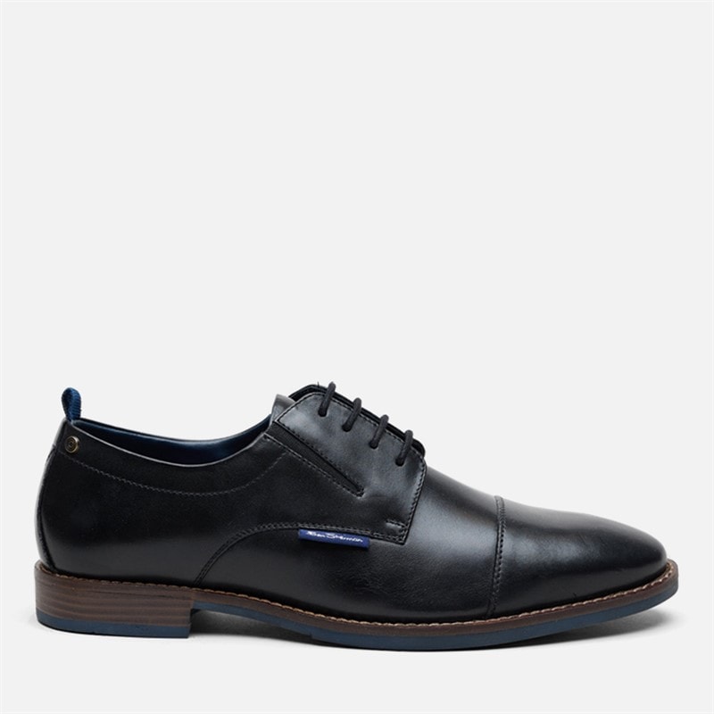 Mens Cavendish Toe Cap Shoes Black Leather - Image 1