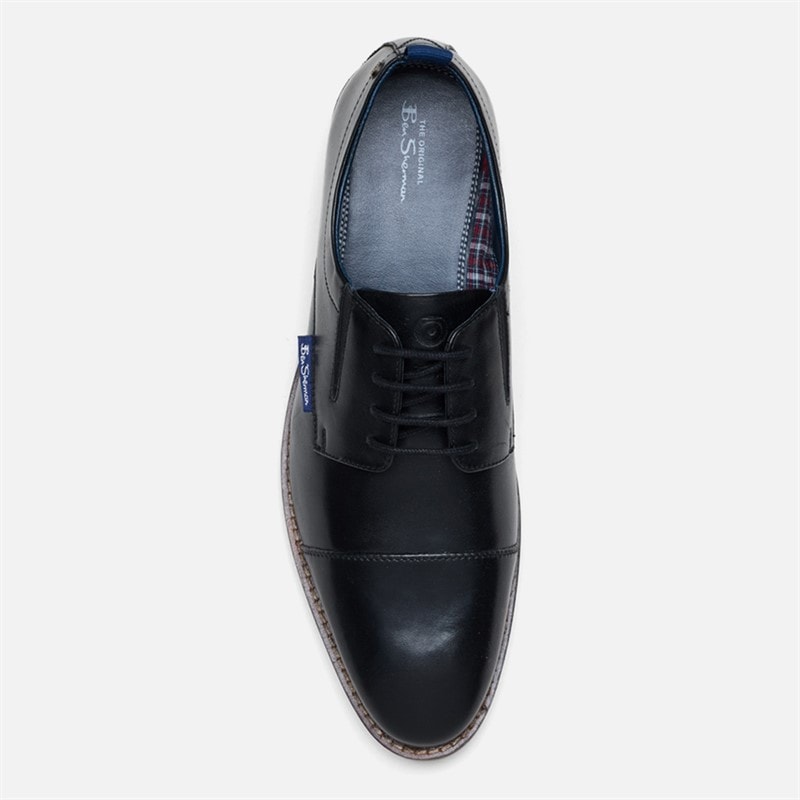 Mens Cavendish Toe Cap Shoes Black Leather - Image 3