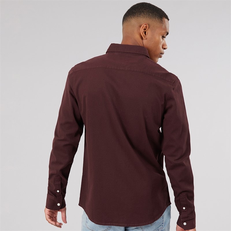 Mens Gray Long Sleeve Shirt Burgundy/Navy - Image 2