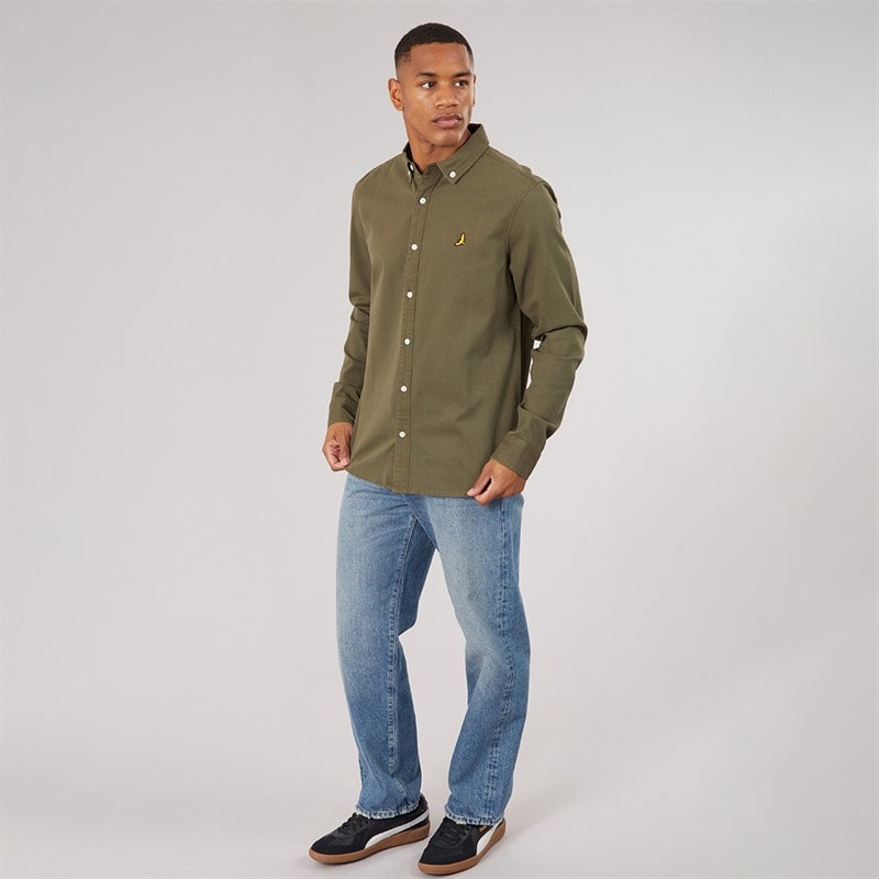 Mens Gray Long Sleeve Shirt Khaki/Jet Black - Image 3