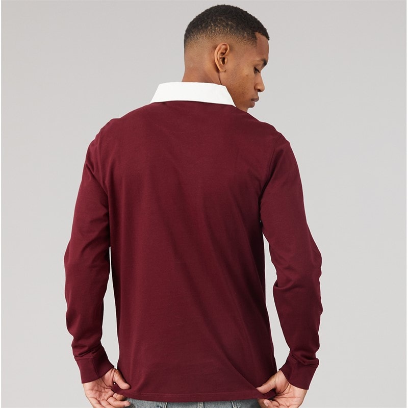Mens Zeman Rugby Shirt Light Burgundy/Optic White - Image 2