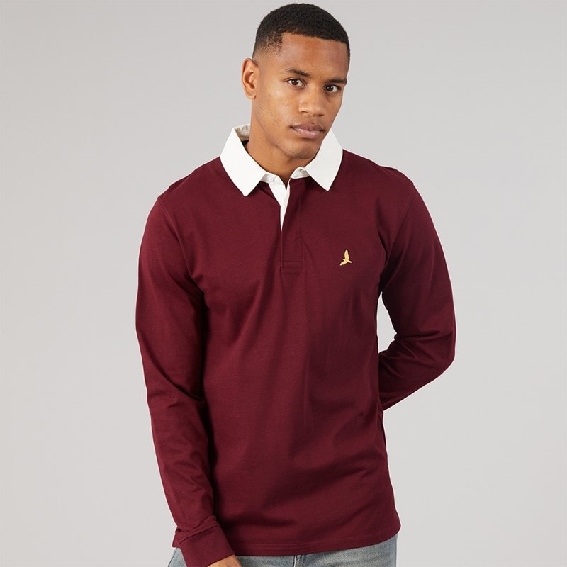 Mens Zeman Rugby Shirt Light Burgundy/Optic White - Image 3