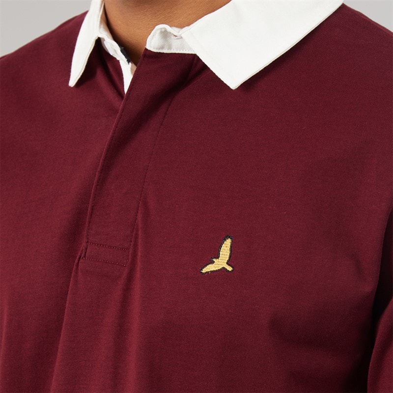 Mens Zeman Rugby Shirt Light Burgundy/Optic White - Image 5