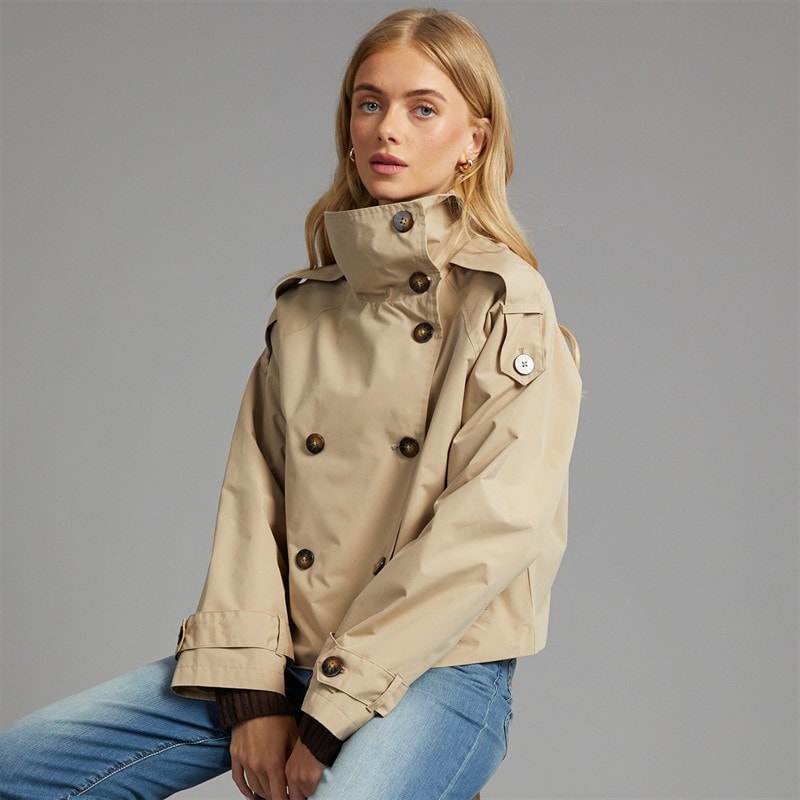 Womens Joely Short Trench Coat Camel - Image 1
