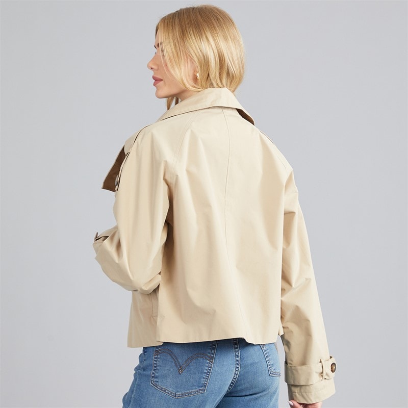 Womens Joely Short Trench Coat Camel - Image 2