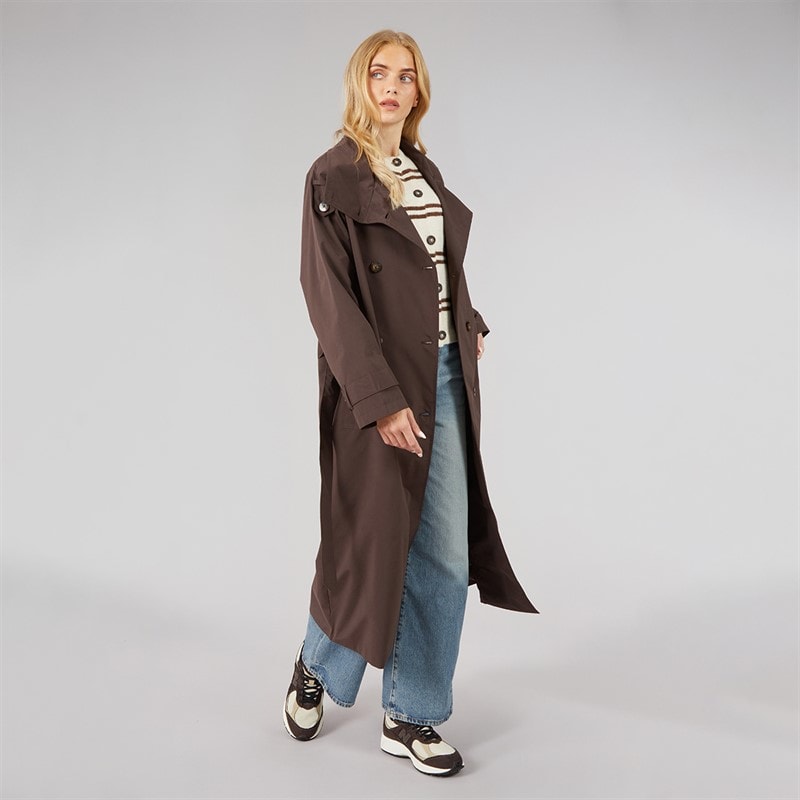 Womens Joely Maxi Trench Coat Chocolate - Image 5