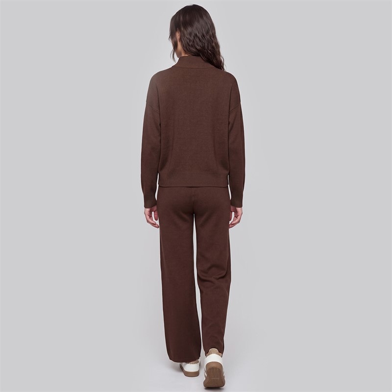 Womens Joey Knitted Jumper And Wide Leg Trousers Set Chocolate - Image 2