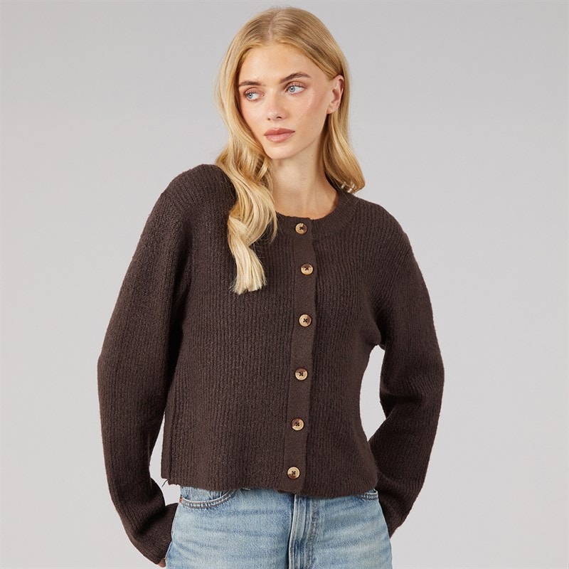 Brave Soul Womens Winter Fisherman Cardigan Bitter Chocolate