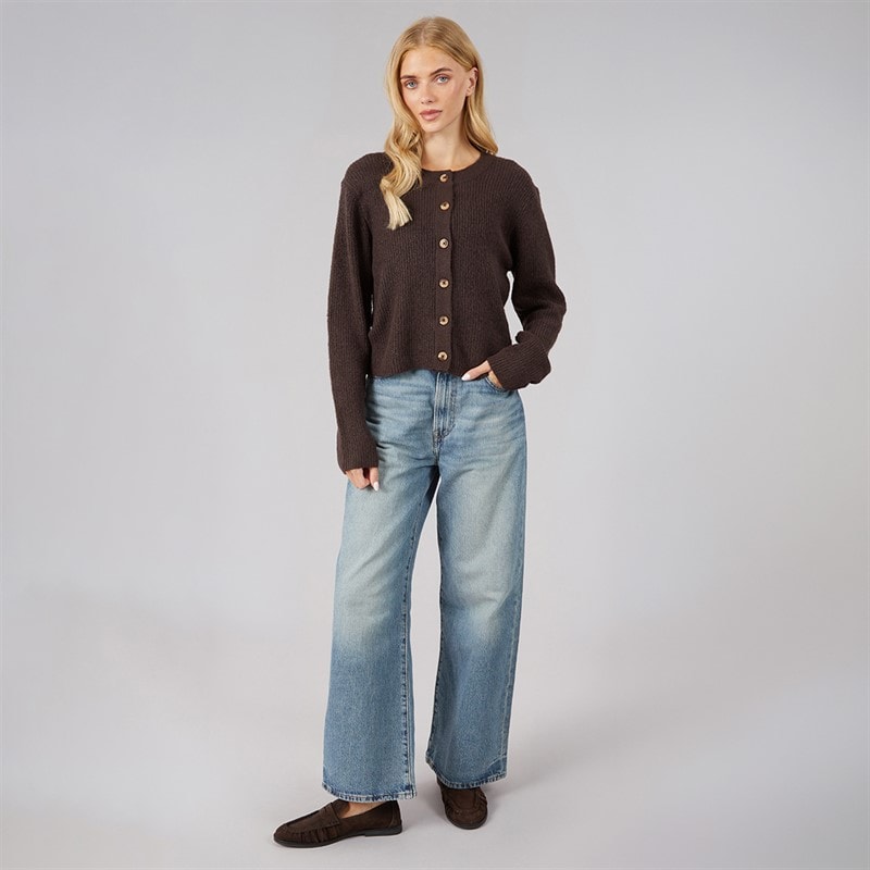Womens Winter Fisherman Cardigan Bitter Chocolate - Image 3
