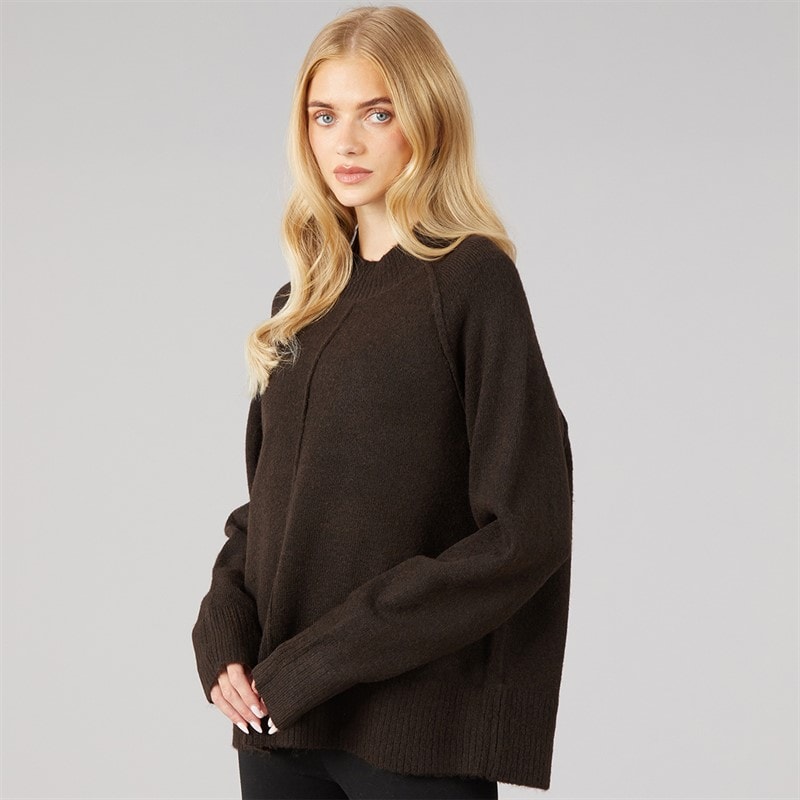 Brave Soul Womens Alder Turtle Neck Jumper Chocolate