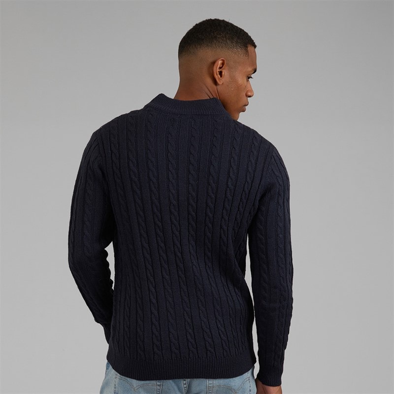 Mens Plato 1/4 Zip Funnel Neck Jumper Vintage Navy - Image 2