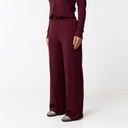 Womens Ribbed Open Hem Trousers Burgundy