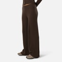 Womens Ribbed Open Hem Trousers Coffee