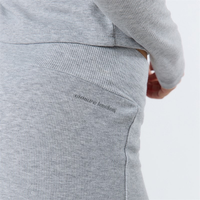 Womens Ribbed Open Hem Trousers Grey Marl - Image 4