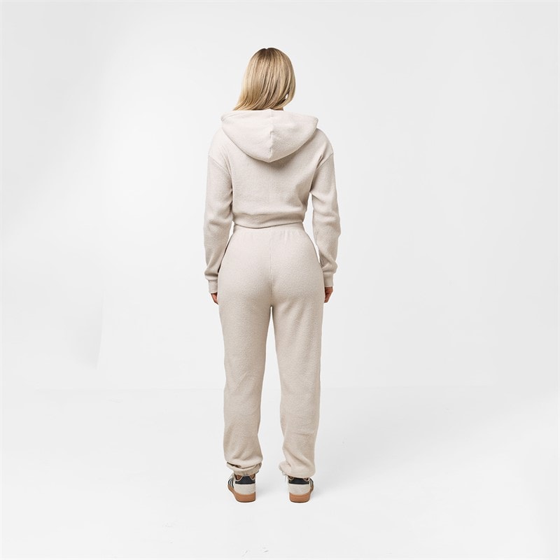 Womens Ribbed Knitted Tracksuit Oat - Image 2