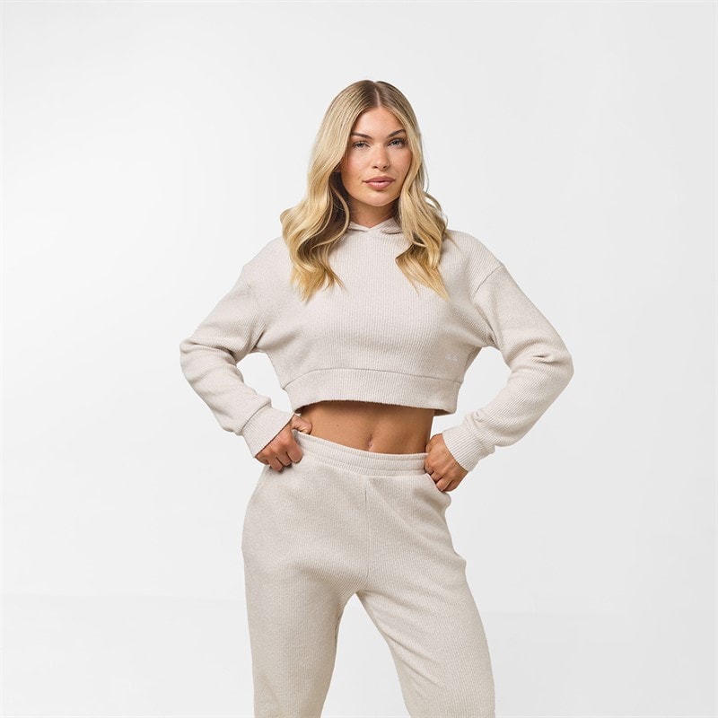 Womens Ribbed Knitted Tracksuit Oat - Image 3