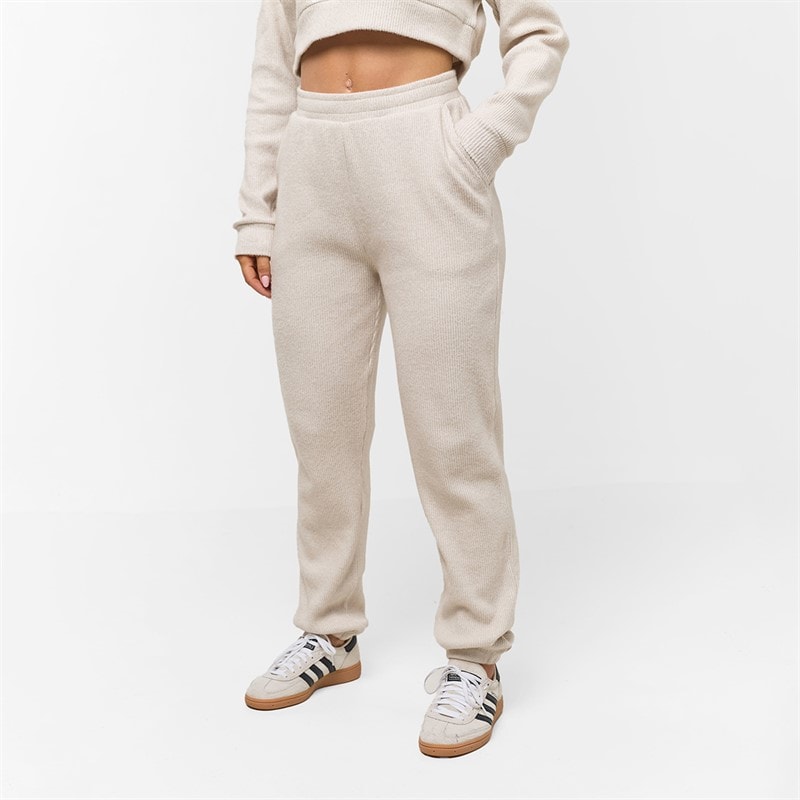 Womens Ribbed Knitted Tracksuit Oat - Image 4