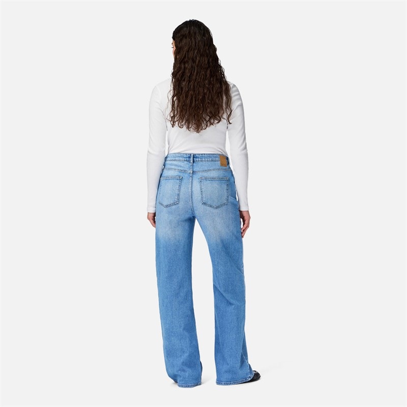 Womens Ilke Womens Wide Leg Jeans Light Blue Denim - Image 2