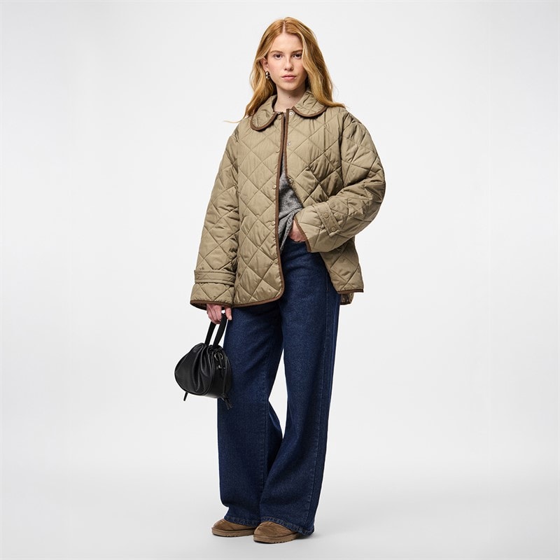 Womens Emily Short Quilted Jacket Greige - Image 2