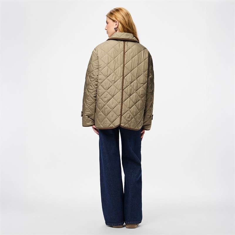 Womens Emily Short Quilted Jacket Greige - Image 3