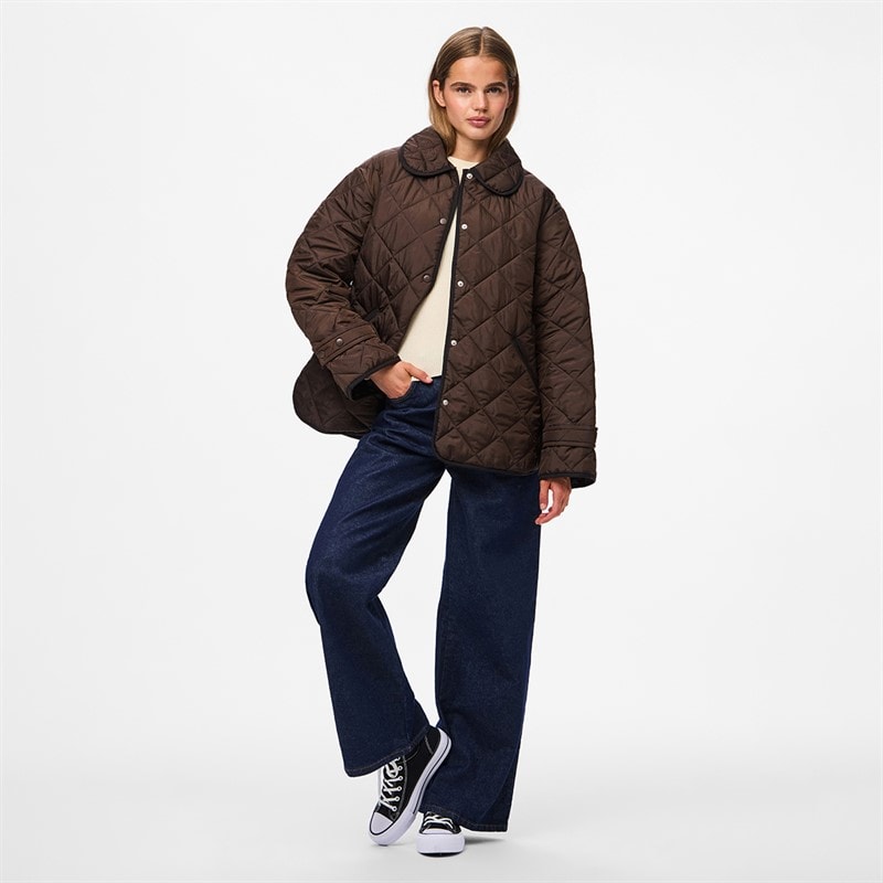 Womens Emily Short Quilted Jacket Hot Fudge - Image 3