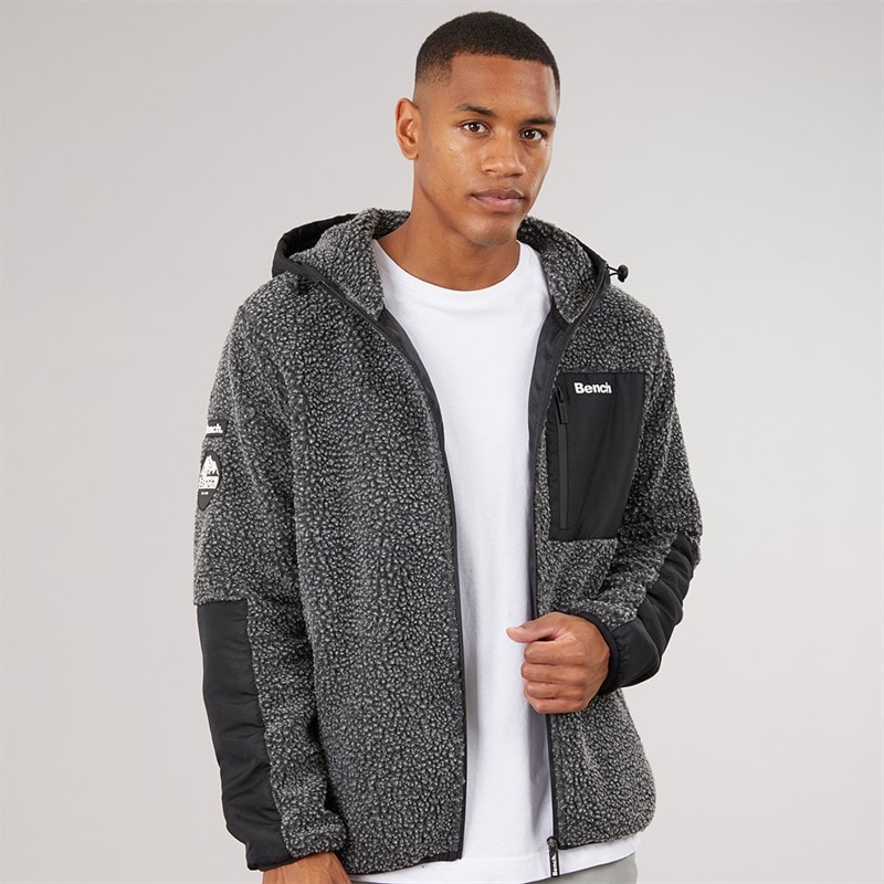 Bench Mens Brecon Zip Through Sherpa Fleece Black Marl