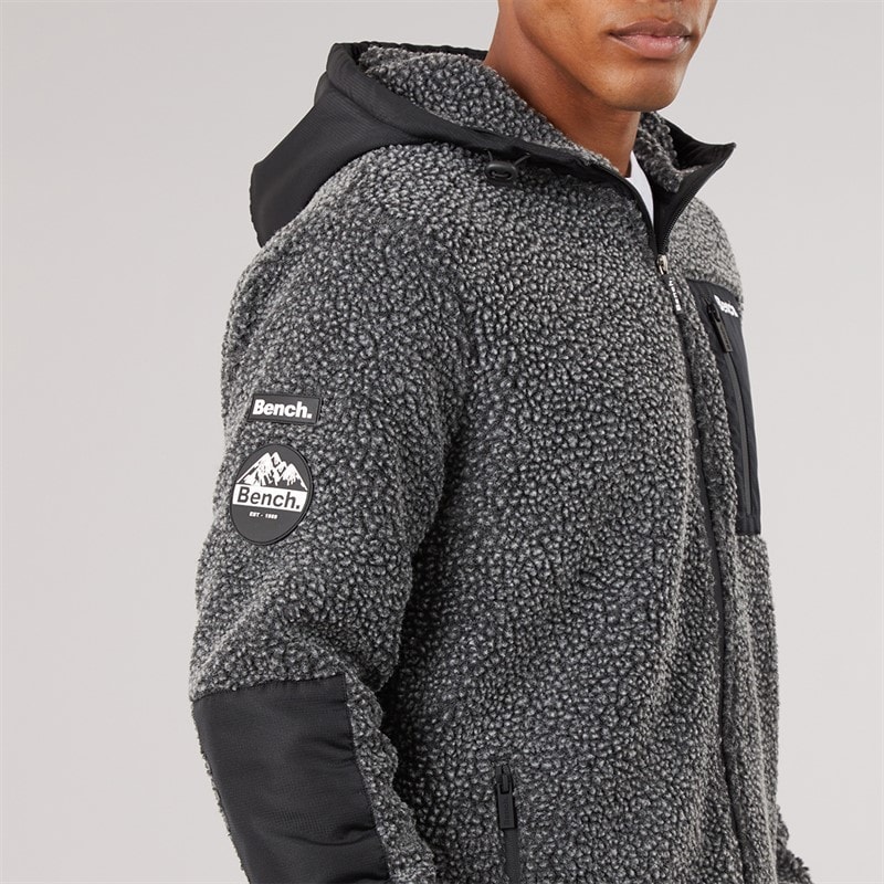 Mens Brecon Zip Through Sherpa Fleece Black Marl - Image 3