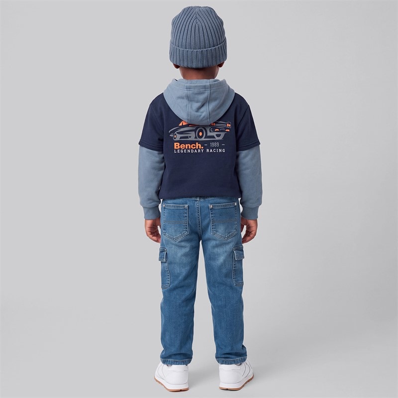 Boys Hooded Sweatshirt Jeans And Beanie Set Blue - Image 2