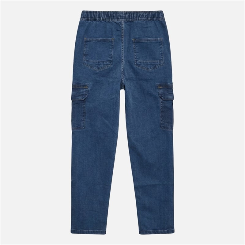 Boys Outrider Denim Cargo Trousers Medium Blue Wash - Image 2
