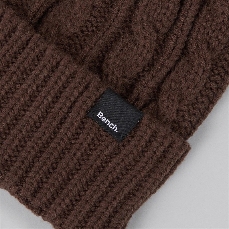 Womens Cable Knit Hat Coffee - Image 2