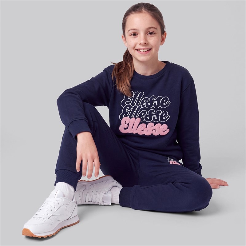 Junior Girls Mazzi Bubble Print Logo Sweatshirt And Joggers Set Navy - Image 3
