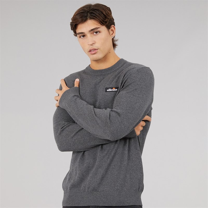 Mens Doyle Knitted Jumper Dark Grey Marl - Image 1