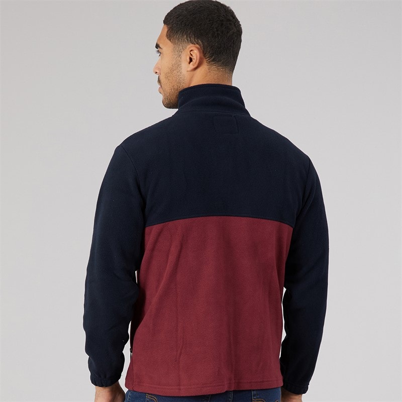 Mens Contrast Polar Fleece Dark Navy/Burgundy - Image 2