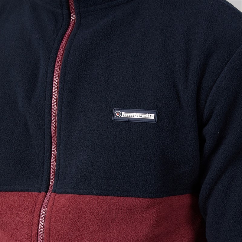 Mens Contrast Polar Fleece Dark Navy/Burgundy - Image 3